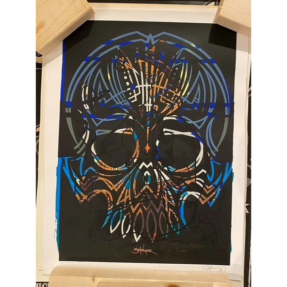 Pinstripe Skull Screen Printed Poster